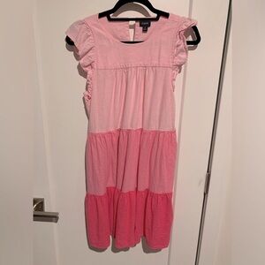 J. Crew Factory Pink Ruffled Tiered Sundress
